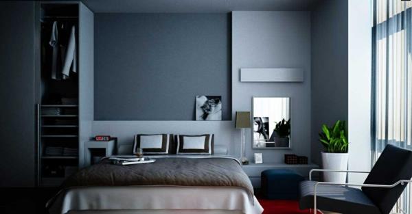 harmaa sininen seinämaali jauhesininen makuuhuoneen värisuunnitteluseinäideoita