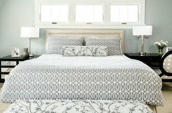 harmaat sävyt modernit perinteiset makuuhuoneen vuodevaatteet geometriset kuviot