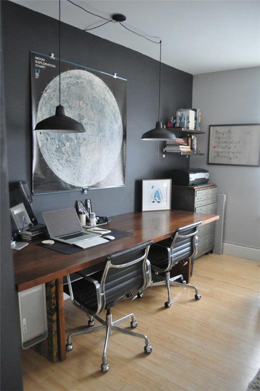 harmaa seinäväri toimistokalusteet opiskele värisuunnitteluideoita tummanharmaa