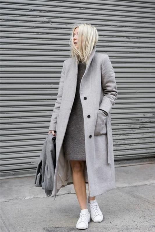 harmaa takki asu talvimuodin trendit naisten takki pitkä