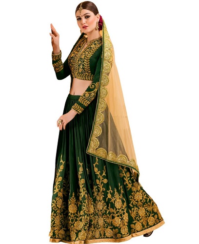 Grøn pakistansk Lehenga