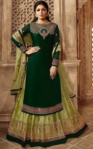 Zöld Georgette Lehenga Choli