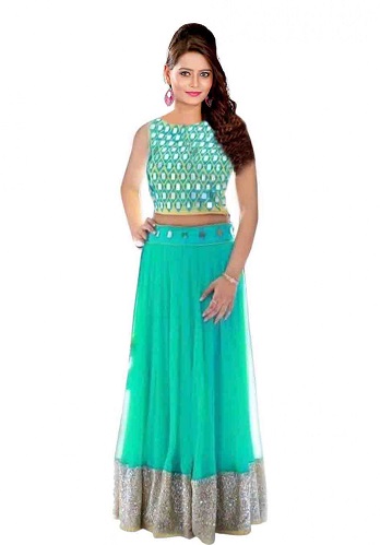 Sea Green Net Lehenga Choli