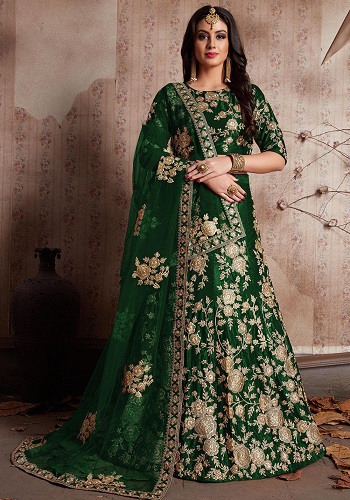 Zöld menyasszonyi Lehenga