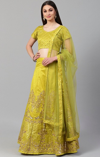 Zöld és arany Lehenga