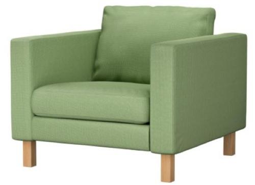 vaaleanvihreä nojatuoli suunnittelee modernin IKEA karlstadin