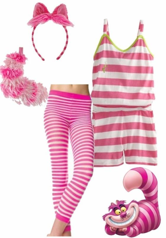 Cheshire Cat DIY -asu Pinkki Violetti Raita Bodysuit