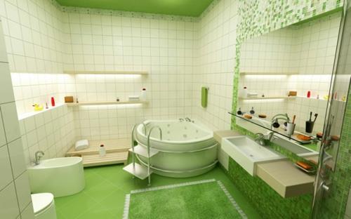 vihreä kylpyhuone design kylpyamme valkoiset seinälaatat