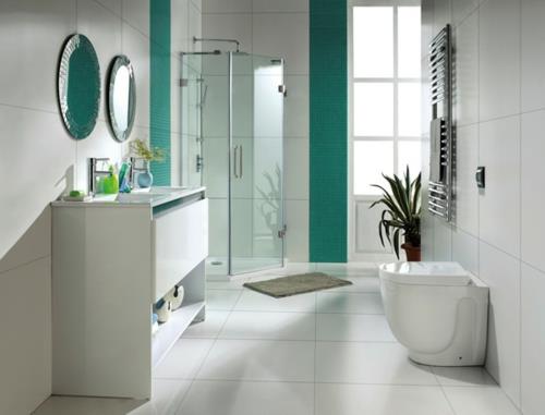 vihreä valkoinen laatta mosaiikki kylpyhuone seinän peili wc