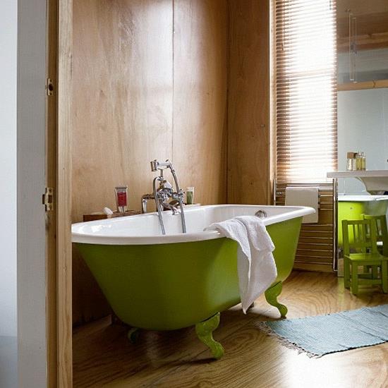 vihreä kylpyamme tuoli puuseinäsuunnittelu Moderni kylpyhuone
