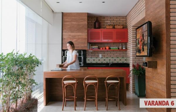 vihreä-koriste-ideoita-huonekasveja-lasitettu terassi-suunnittelu-puu-keittiö