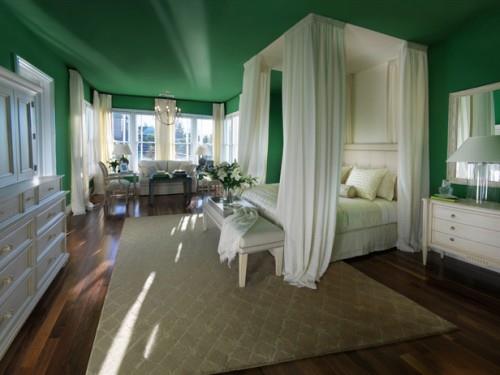 vihreä fantastinen viltti makuuhuone valkoinen sänky