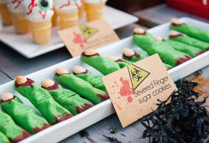 vihreät noidan sormet leipovat halloween -ideoita