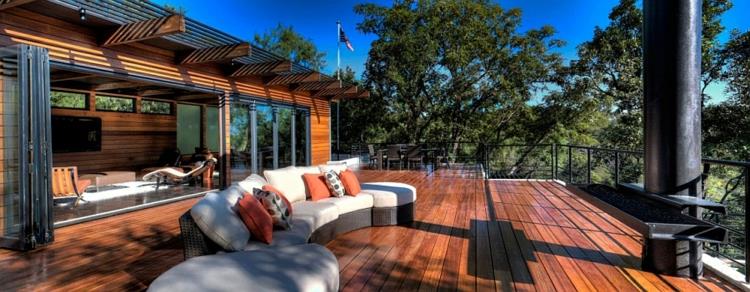 vihreä muotoilu kestävä arkkitehtuuri asuinpaikka terassi puulattia lounge huonekalut