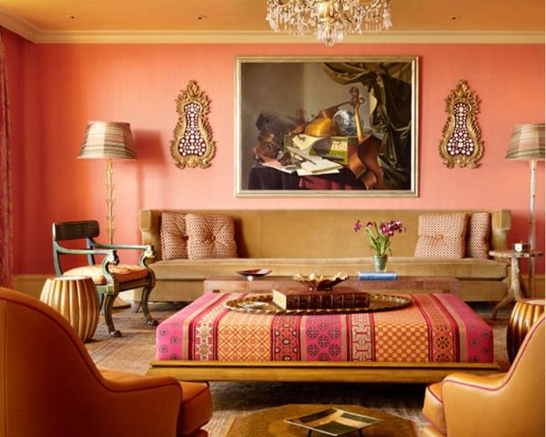 upeita marokkolaisia ​​sisustussuunnitelmia verhoillut pöytä olohuoneen maalaukset