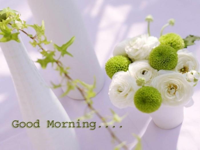hyvää huomenta tervehdys kukat maljakko