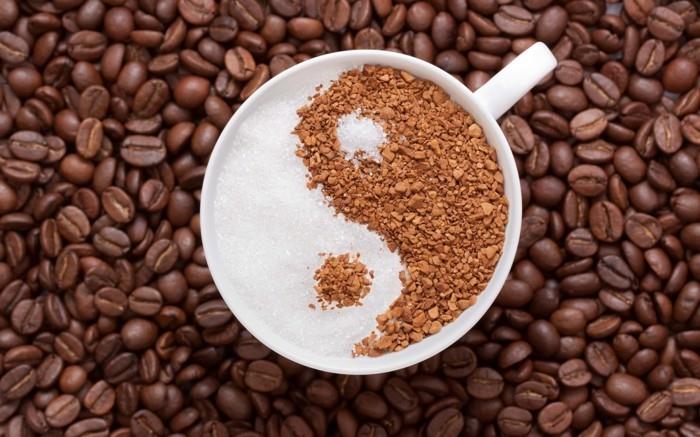 hyvää huomenta kahvi kahvi harmonia kahvipavut yin yang symboli