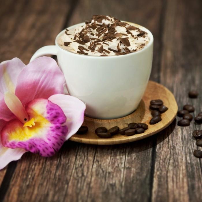 hyvää huomenta kahvi kahvi kahvipavut maitovaahto orkidea