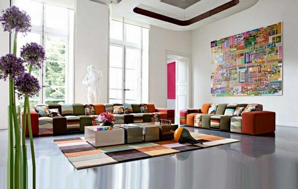 hyvä feng shui -olohuone värikkäitä lämpimiä värejä