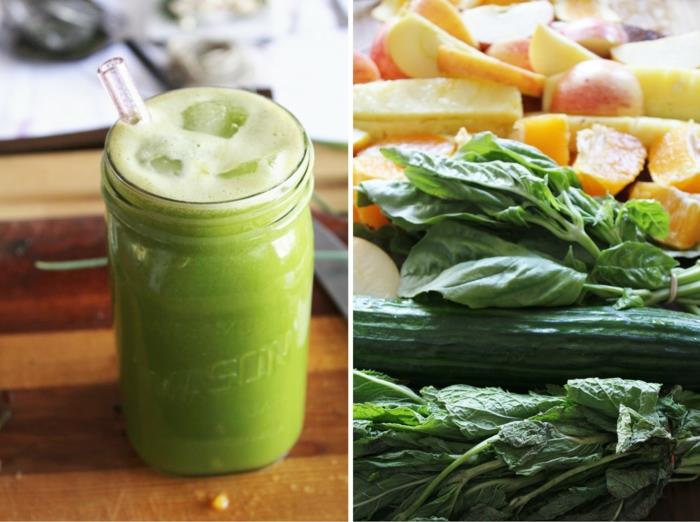 hiustenhoitovinkit talvi vihreät smoothiet ruoka pinaatti kurkku avokado
