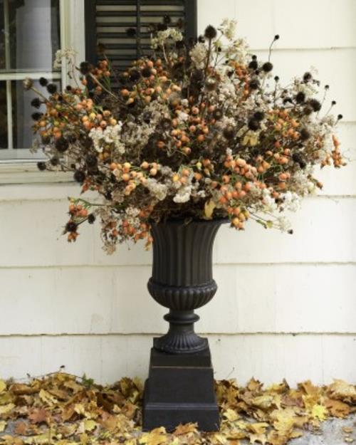 halloween ulkokoristelu musta antiikki kukka maljakko