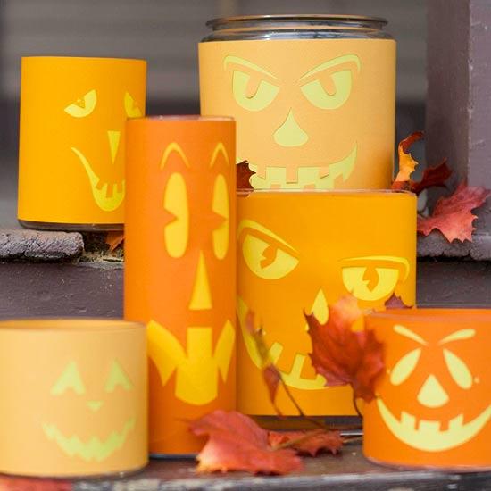 halloween -käsityöideoita lasit pehmopaperilyhtyillä