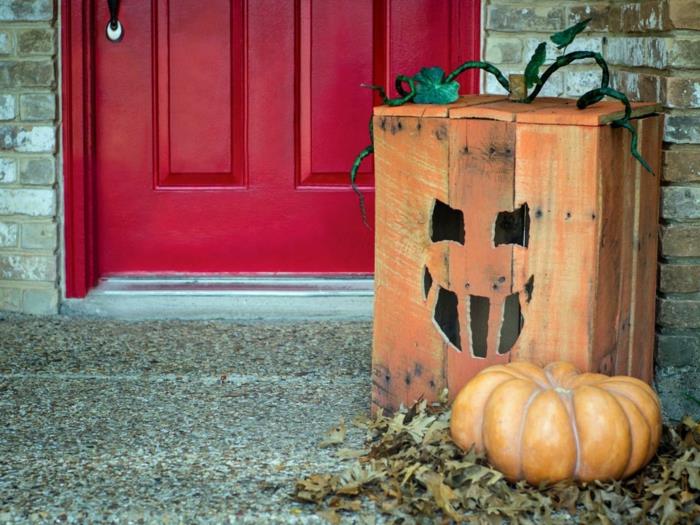 halloween sisustus diy puinen laatikko kasvot