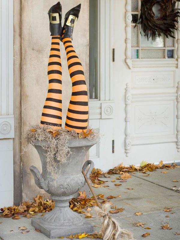 halloween -sisustus sisäänkäynnin koristelu luovia käsityöideoita