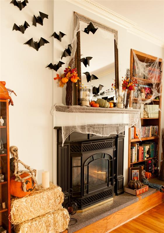 halloween -sisustus lepakoiden olohuone koristele takkaa