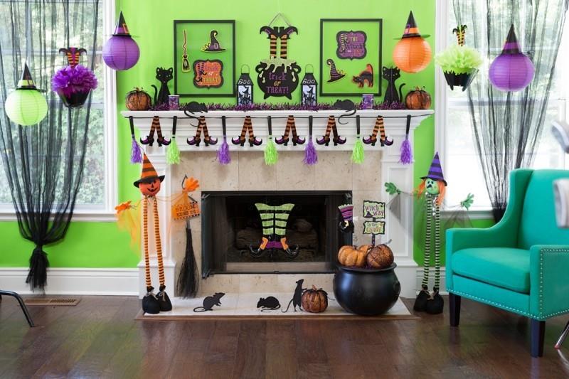 halloween -koristelu vihreä seinän suunnittelu