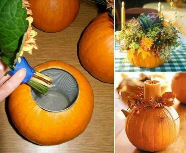 halloween -sisustusideoita kurpitsan maljakon kynttilänjalasta