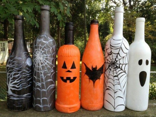 halloween -sisustusideoita pullot väritys