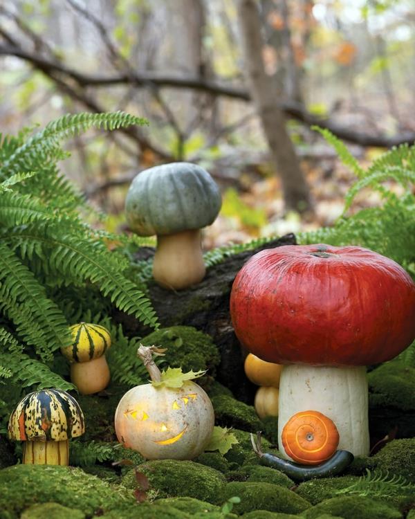halloween satu metsän koristelu itse tehdä hauskoja sieniä
