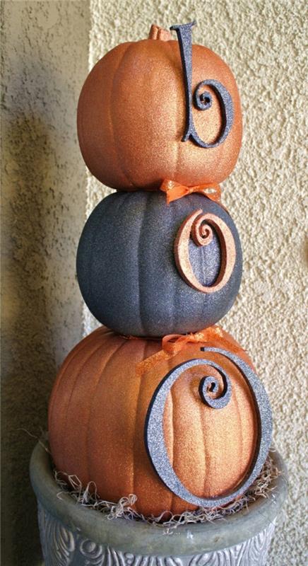 halloween koristelu sisäänkäynti alue kurpitsat glitter boo