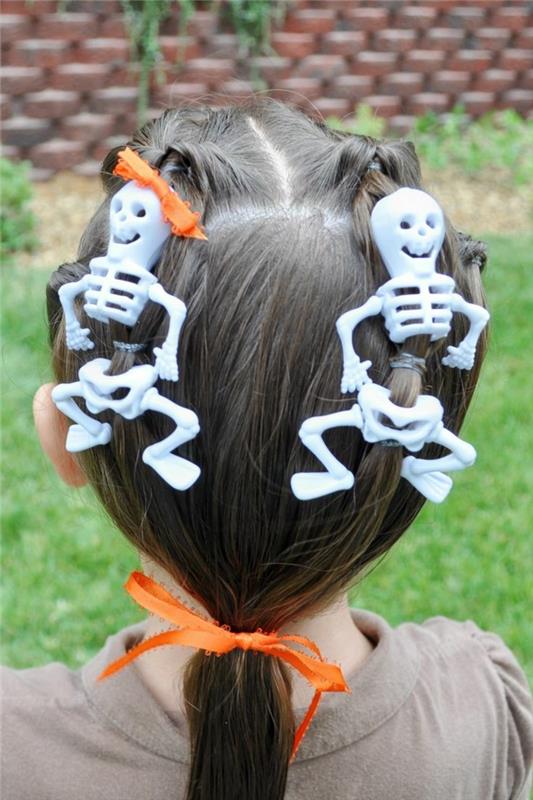 halloween -kampaukset ja viileät lasten kampaukset luurankoineen