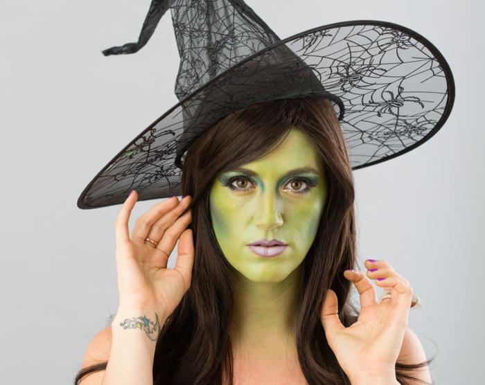 halloween ideoita puvut noita vihreät kasvot