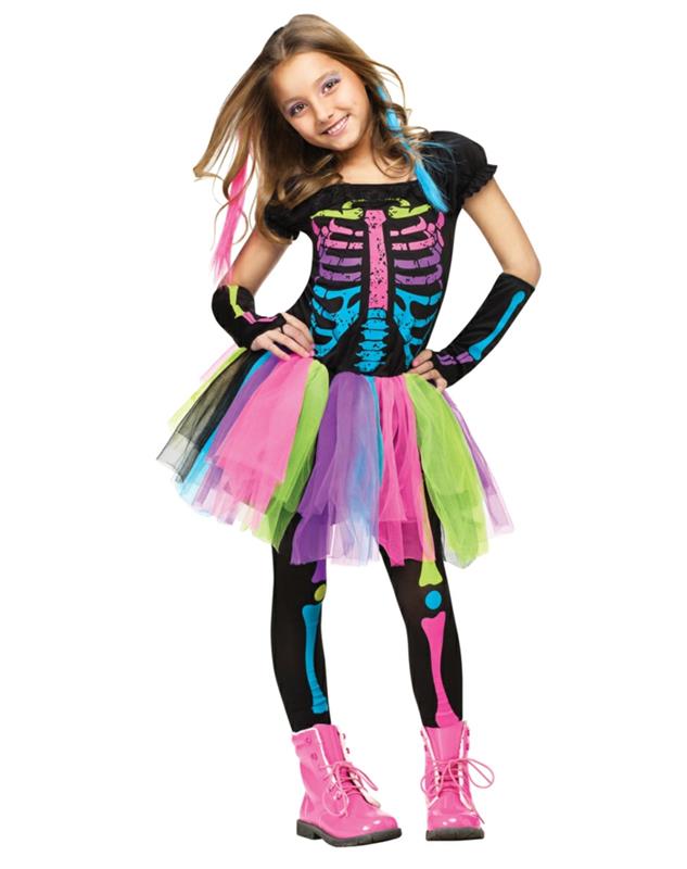 halloween -ideat puvut lapsille värilliset luut