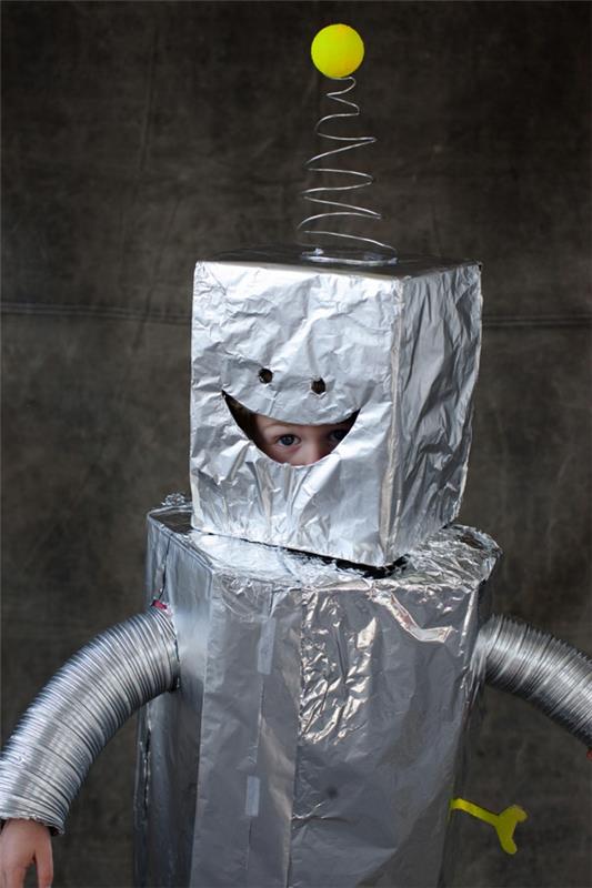 halloween -puvut tekevät itsestäsi robotti alumiinifolio pahvi putki