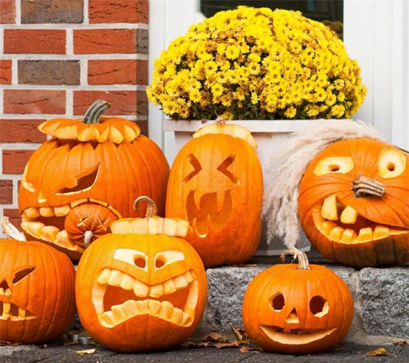 halloween -kurpitsanveistämisideoita erilaisille kurpitsakasvoille
