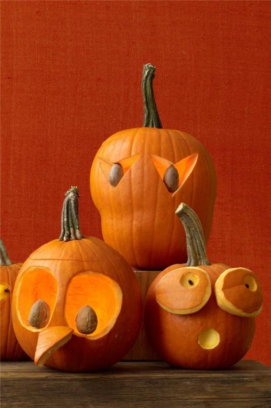 halloween -kurpitsa veistää luovia ideoita kurpitsan kasvoille