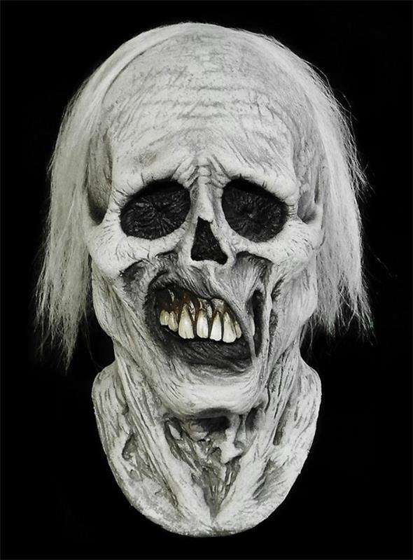 halloween -naamarit ja puvut kallo valkoiset hiukset hampaat