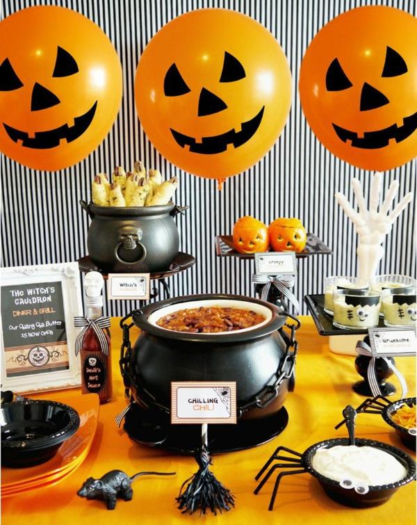 Halloween -juhla -teeman buffet -sisustusideoita
