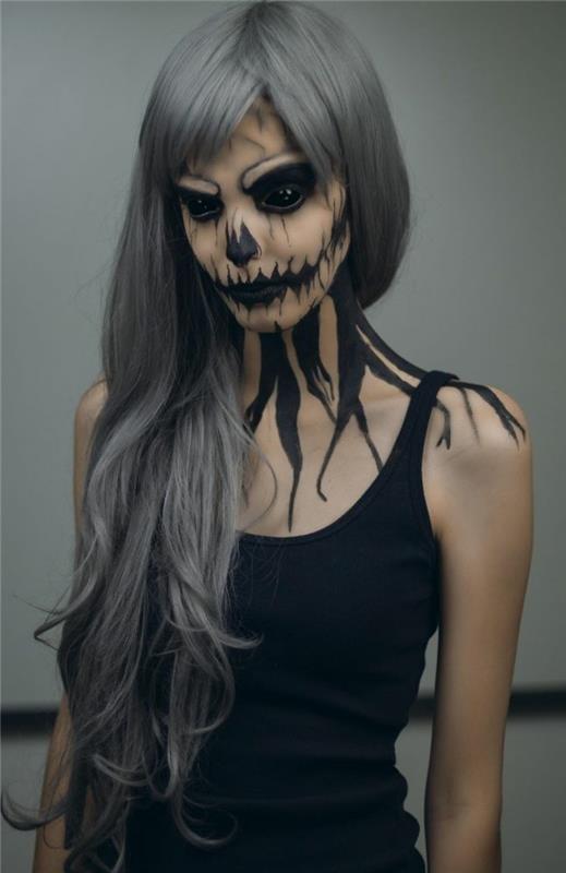 halloween-meikkiideoita naisille meikkivärit musta noita