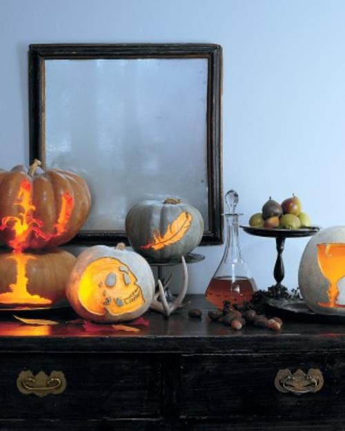 halloween -pöytäkoristeet koristeelliset kaiverrukset kurpitsissa