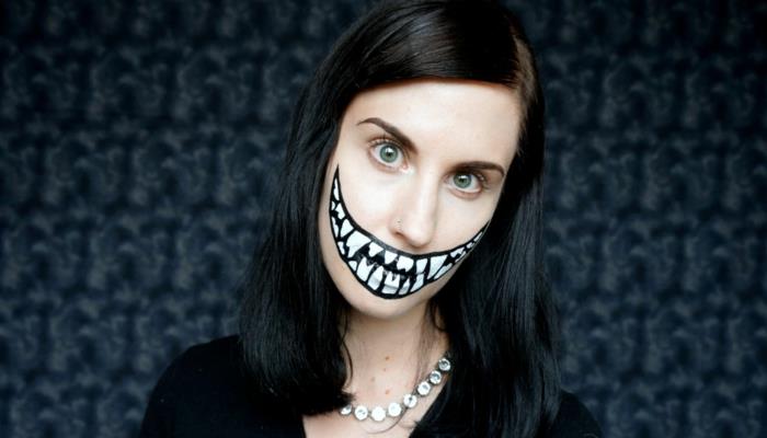 halloween -alkuperän isojen hampaiden meikki -ideoita