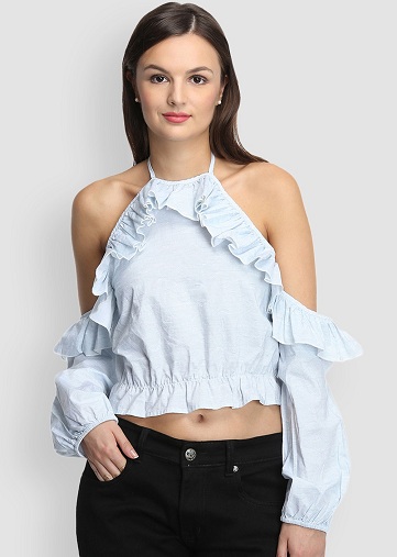 Designertop i bomuld med halterneck