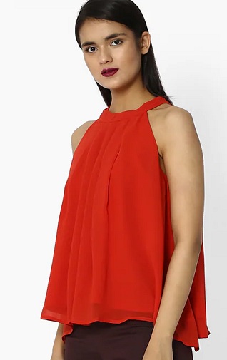 Plisseret halterneck -georgette -top