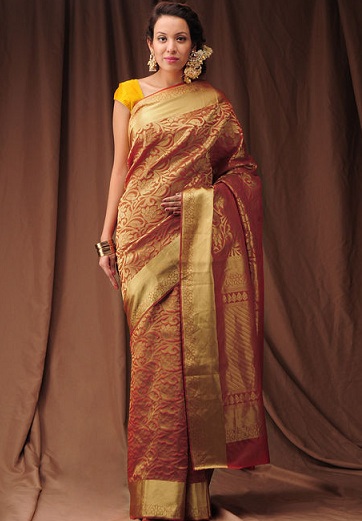 Kézzel szőtt Kanjivaram Saree