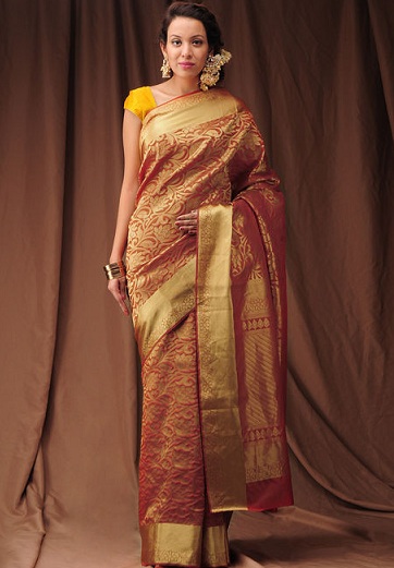 Håndvævet Kanjivaram Saree