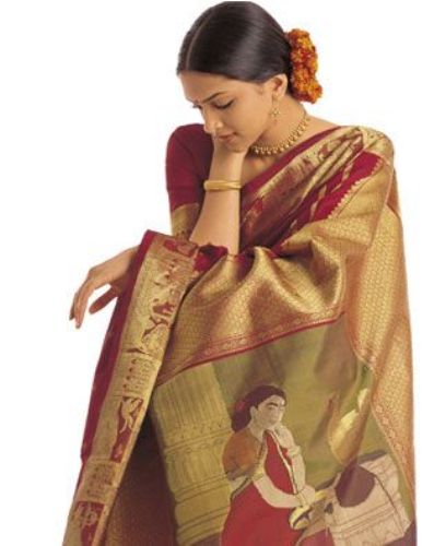 Håndvævet sydindisk silke saree